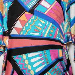مملوكة مسبقًا Emilio Pucci Multicolor Patterned Jersey Oversized Sleeve Detail Mini Dress M