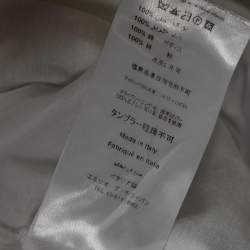 Pre Owned تي شيرت إميليو بوسي مزخرف كم حرير متباين وقطن أبيض مقاس صغير - سمول