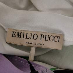 Pre Owned Emilio Pucci Multicolored Printed Silk & Cotton Paneled T-Shirt S