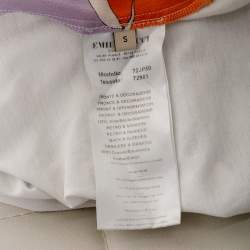 Pre Owned Emilio Pucci Multicolored Printed Silk & Cotton Paneled T-Shirt S