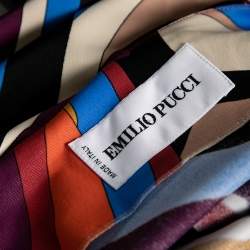 Pre Owned فستان إيمليو بوسي جيرسيه طباعة تجريديه متعدد الألوان بحزام مقاس صغير - سمول