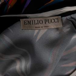 Emilio Pucci Black Tropical Palm Print Viscose Crew Neck Top M