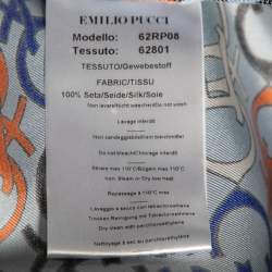 Pre Owned Emilio Pucci Multicolor Logo Printed Silk Short Sleeve Top S