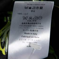 Pre Owned Emilio Pucci Black & Green Bird Printed Silk Shirt M