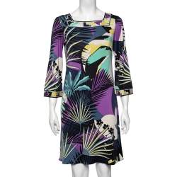 Emilio Pucci Multicolor Floral Print Silk Midi Dress M
