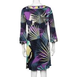 Emilio Pucci Multicolor Floral Print Silk Midi Dress M