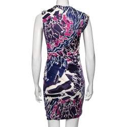 Pre Owned Emilio Pucci Multicolor Printed Silk Jersey Ruched Dress S