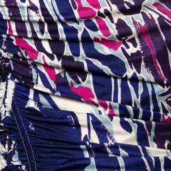 Pre Owned Emilio Pucci Multicolor Printed Silk Jersey Ruched Dress S