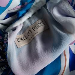 Pre Owned Emilio Pucci Multicolored Printed Silk Gathered Maxi Dress L