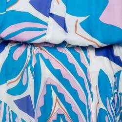 Pre Owned Emilio Pucci Multicolored Printed Silk Gathered Maxi Dress L