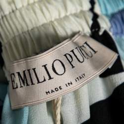 Pre Owned Emilio Pucci Multicolored Printed Silk Elasticized Waist Midi Skirt M