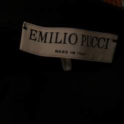 Pre Owned Emilio Pucci Black Cotton Pleated Silk Detailed Top M