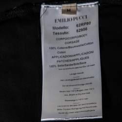 Pre Owned Emilio Pucci Black Cotton Pleated Silk Detailed Top M