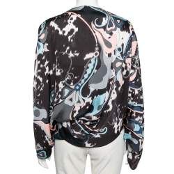 Emilio Pucci Multicolored Printed Silk Asymmetrical Draped Blouse S
