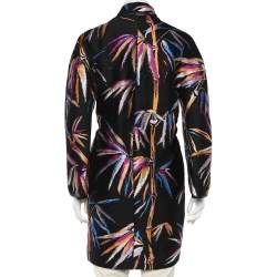 Emilio Pucci Black Leaf Jacquard Button Front Oversized Coat S