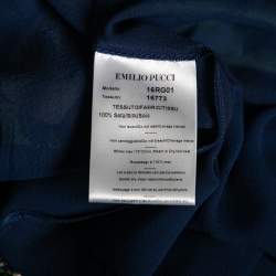 مملوكة مسبقًا Emilio Pucci Multicolor Printed Silk Embellished Neck Detail Midi Dress M