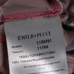 Emilio Pucci Multicolor Printed Knit Embellished Ruched Front Top M