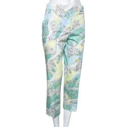Pre Owned Emilio Pucci Multicolor Floral Printed Cotton Tapered Leg Trousers M
