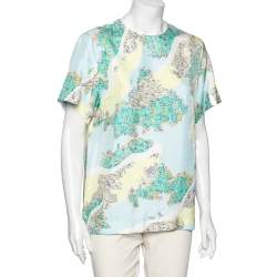 Pre Owned Emilio Pucci Multicolor Floral Printed Silk Top M