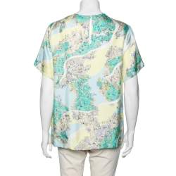Pre Owned Emilio Pucci Multicolor Floral Printed Silk Top M