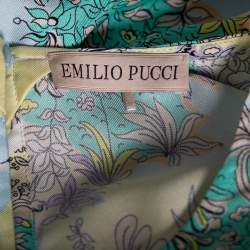 Pre Owned Emilio Pucci Multicolor Floral Printed Silk Top M