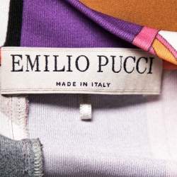 Emilio Pucci Multicolor Abstract Print Stretch Knit Blouse M