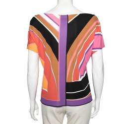 Emilio Pucci Multicolor Abstract Print Stretch Knit Blouse M