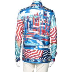 Pre Owned قميص إميليو بوتشي حرير بطبعة سيتي سكيب متعدد الألوان مقاس متوسط - ميديوم