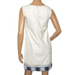 مملوكة مسبقًا Emilio Pucci White Leather Appliqué Detail Sleeveless Shift Dress M