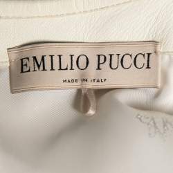 مملوكة مسبقًا Emilio Pucci White Leather Appliqué Detail Sleeveless Shift Dress M