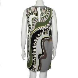 Emilio Pucci Multicolor Geometric Printed Crepe Sleeveless Shift Dress S