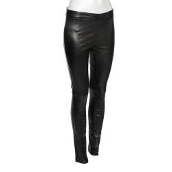 Pre Owned Emilio Pucci Black Leather Fitted Pants M