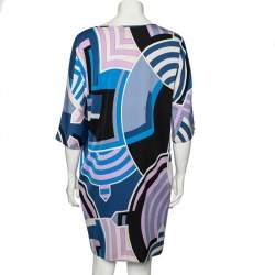 Pre Owned Emilio Pucci Multicolor Printed Silk Shift Dress S