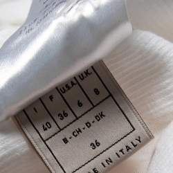 Pre Owned Emilio Pucci White Cotton & Silk Tie Detail Button Front Shirt S