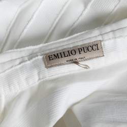 Pre Owned Emilio Pucci White Cotton & Silk Tie Detail Button Front Shirt S