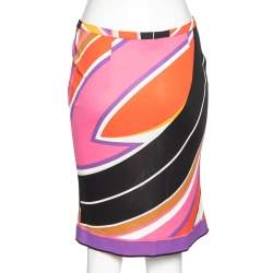 Emilio Pucci Multicolor Abstract Print Stretch Knit Skirt M
