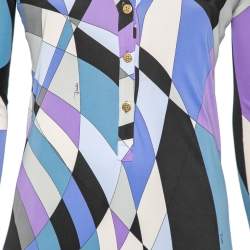 Pre Owned Emilio Pucci Multicolor Printed Jersey Midi Dress M