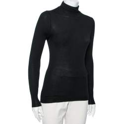 Pre Owned Emilio Pucci Black Wool Knit Turtleneck Top M