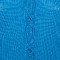 Emilio Pucci Blue Knit Button Front Long Sleeve Sweater L