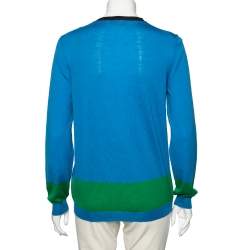 Emilio Pucci Blue Knit Button Front Long Sleeve Sweater L