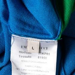 Emilio Pucci Blue Knit Button Front Long Sleeve Sweater L
