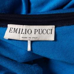 Emilio Pucci Blue Knit Button Front Long Sleeve Sweater L