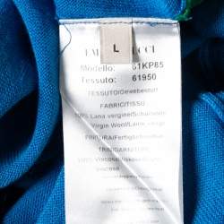Emilio Pucci Blue Knit Button Front Long Sleeve Sweater L