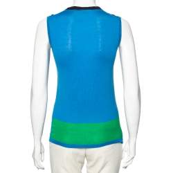 Pre Owned Emilio Pucci Blue and Green Knit Sleeveless Top M