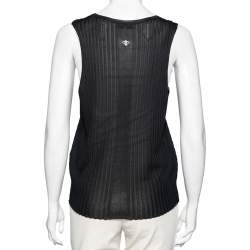 Pre Owned Emilio Pucci Black Rib Knit Tank Top L