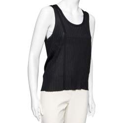 Pre Owned Emilio Pucci Black Rib Knit Tank Top L