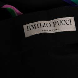 Pre Owned قميص إيميلو بوتشي أطراف مطبوعة وساتان أسود مقاس وسط ( ميديوم )