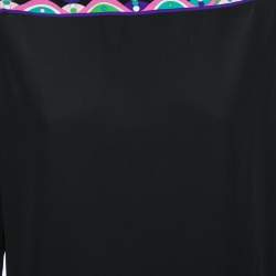 Pre Owned قميص إيميلو بوتشي أطراف مطبوعة وساتان أسود مقاس وسط ( ميديوم )