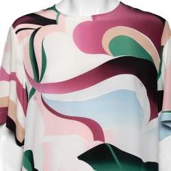 Emilio Pucci Multicolor Printed Silk Short Sleeve Dress L