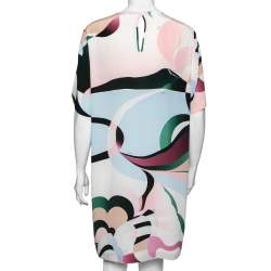 Emilio Pucci Multicolor Printed Silk Short Sleeve Dress L
